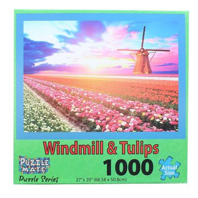Windmill and Tulips 1000 Piece Jigsaw Puzzle Image 1