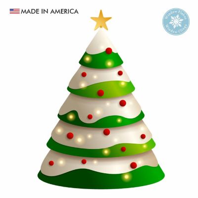 Window Flakes Christmas Tree Window Cling Decal. Double-Sided - Small 11" Image 1