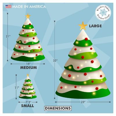 Window Flakes Christmas Tree Window Cling Decal. Double-Sided - Small 11" Image 1