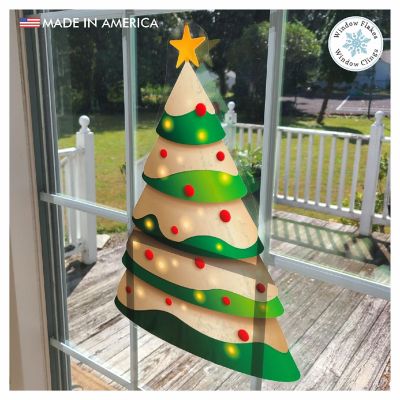 Window Flakes Christmas Tree Window Cling Decal. Double-Sided - Small 11" Image 3