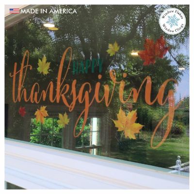 Window Flakes Large Fall Thanksgiving Banner Window Cling Decal. Double Sided Image 3