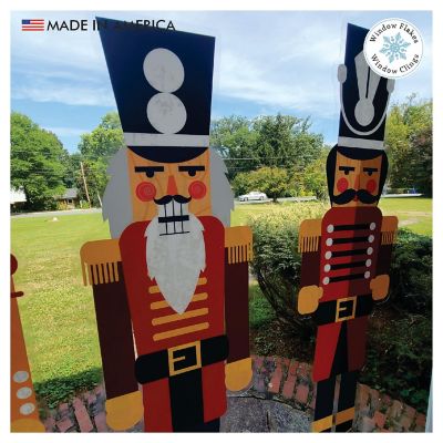 Window Flakes Set of 5 XXL (47&quot;) Christmas Holiday Nutcracker Window Cling Decals. Reusable, Double Sided. Image 1