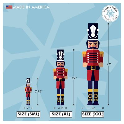 Window Flakes Set of 5 XXL (47&quot;) Christmas Holiday Nutcracker Window Cling Decals. Reusable, Double Sided. Image 1