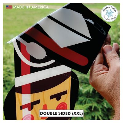 Window Flakes Set of 5 XXL (47&quot;) Christmas Holiday Nutcracker Window Cling Decals. Reusable, Double Sided. Image 2