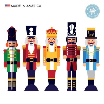 Window Flakes Set of 5 XXL (47&quot;) Christmas Holiday Nutcracker Window Cling Decals. Reusable, Double Sided. Image 3