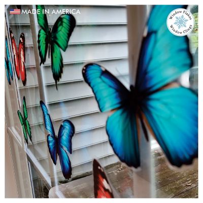 WINDOW FLAKES WINDOW CLINGS - ANTI-COLLISON BUTTERFLY (8 PER SET). Reusable, Double Sided.  Image 1