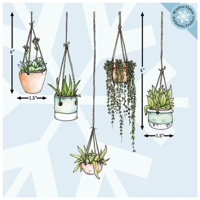 WINDOW FLAKES WINDOW CLINGS - ILLUSTRATED HANGING PLANS LAPTOP STICKERS (SET OF 5) Image 3