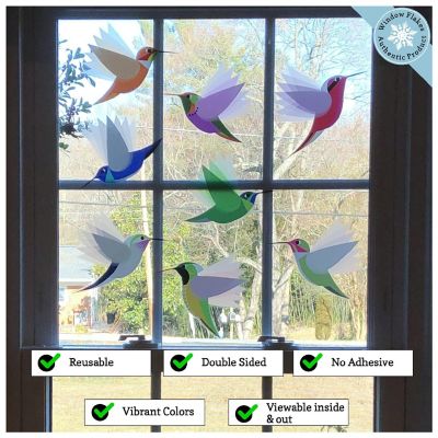 WINDOW FLAKES WINDOW CLINGS - ILLUSTRATED HUMMINGBIRD SET OF 8 Image 2