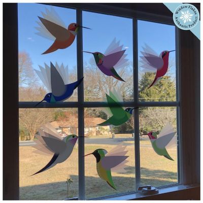 WINDOW FLAKES WINDOW CLINGS - ILLUSTRATED HUMMINGBIRD SET OF 8 Image 3