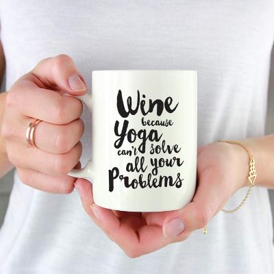 Wine &amp; Yoga Problems Ceramic Mug Image 1