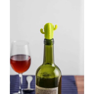 Wine Stopper Green Cactus 2 Pack Image 1