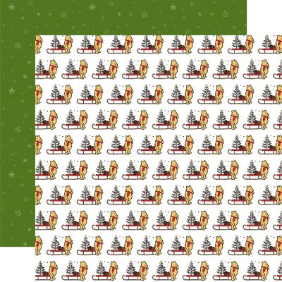 Winnie The Pooh Christmas Double-Sided Cardstock 12&quot;X12&quot;-Winnie And Sleds Image 1