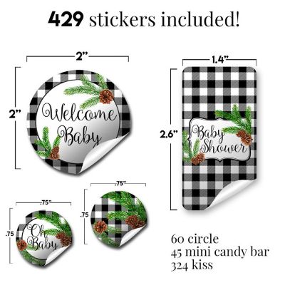 Winter Pinecone Buffalo Plaid Sticker Bundle 429pc. by AmandaCreation Image 2
