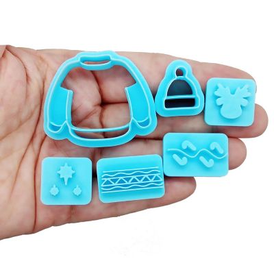 Winter Sweater &amp; Hat Clay Cutter Set, with Pattern Stamps, 6 pcs Image 1