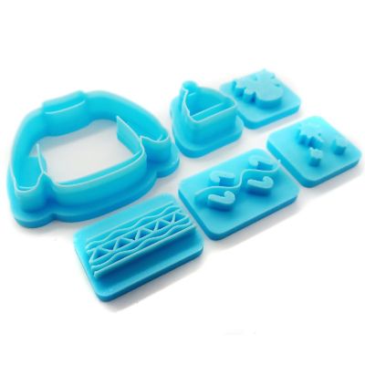 Winter Sweater &amp; Hat Clay Cutter Set, with Pattern Stamps, 6 pcs Image 2
