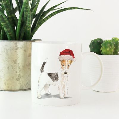 Wire Fox Terrier Santa Hat Mug Image 1