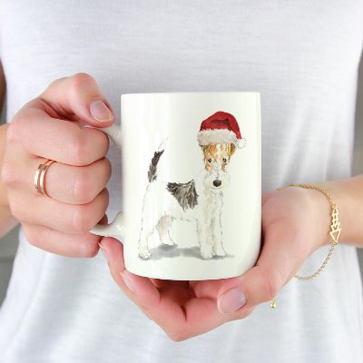 Wire Fox Terrier Santa Hat Mug Image 1