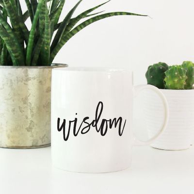 Wisdom Black Calligraphy Ceramic Mug Image 1