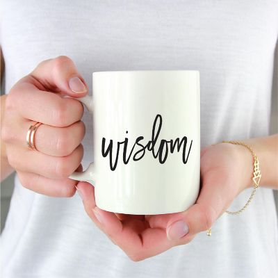 Wisdom Black Calligraphy Ceramic Mug Image 1