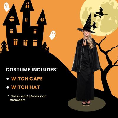 Witch Cape and Hat Adult Costume Set  Black Image 2
