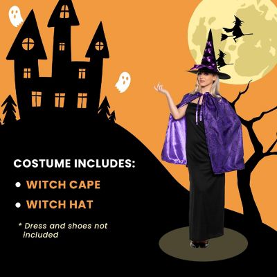Witch Cape and Hat Adult Costume Set  Purple Image 2