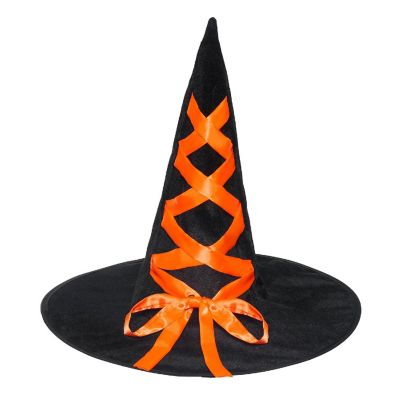 Witch Hat with Ribbon Adult Costume Accessory  Orange Image 1