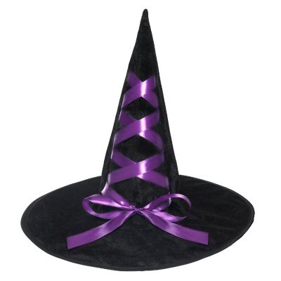 Witch Hat with Ribbon Adult Costume Accessory  Purple Image 1