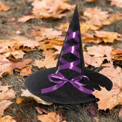 Witch Hat with Ribbon Adult Costume Accessory  Purple Image 2