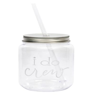 Women's  16 oz. Plastic Mason Jar with Silver Lid and Writing Image 1