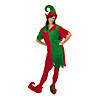 Women's Classic Christmas Elf Red & Green Polyester Costume - One Size Image 1