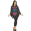 Women's Colorful Skeleton Poncho Costume Image 1