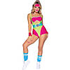 Women's Plus Size 80s Workout Romper Costume - Extra Large/XXL Image 1