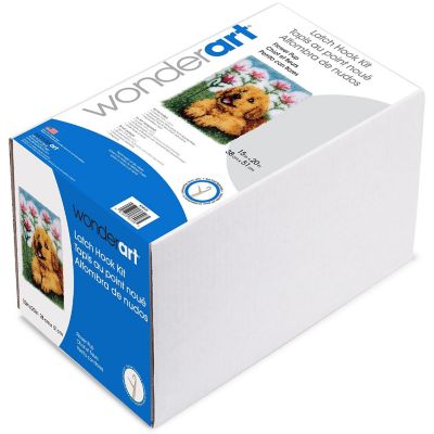Wonderart Flower Pup Latch Hook Kit - 15x20 Inch, Includes Canvas & Pre-Cut Yarn, Acrylic Material