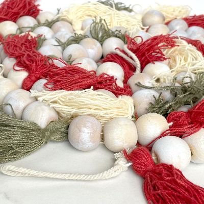 Wood Beads and Tassels Autumn Garland 6ft Image 3