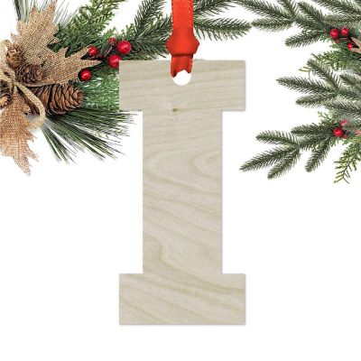 Wood Christmas Ornament Letter E Image 1