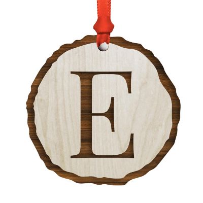 Wood Christmas Ornament Letter E Image 1