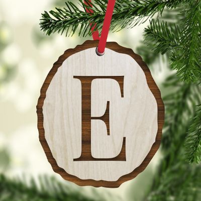 Wood Christmas Ornament Letter E Image 1