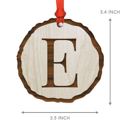 Wood Christmas Ornament Letter E Image 2