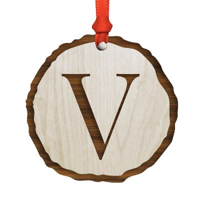 Wood Christmas Ornament Letter V Image 1