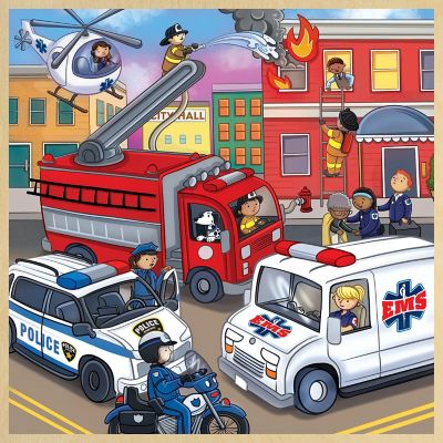 Wood Fun Facts - Emergency Vehicles 48 Piece Wood Jigsaw Puzzle Image 2