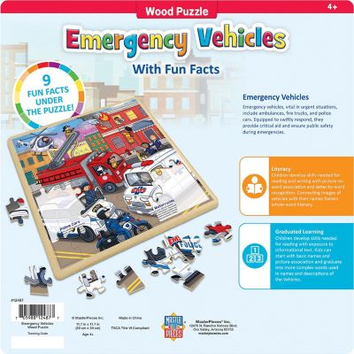 Wood Fun Facts - Emergency Vehicles 48 Piece Wood Jigsaw Puzzle Image 3