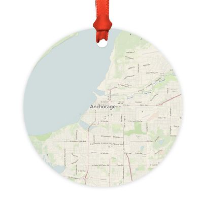 Wood MDF Ornament  Anchorage, Alaska Map Image 1