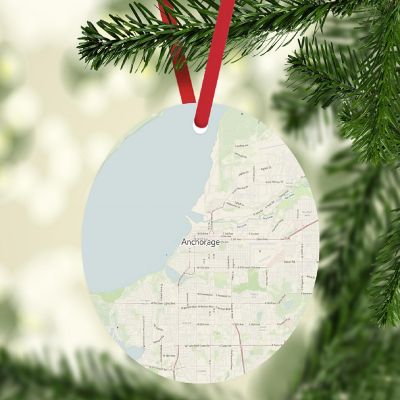 Wood MDF Ornament  Anchorage, Alaska Map Image 2