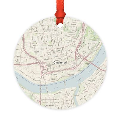 Wood MDF Ornament  Cincinnati, Ohio Map Image 1
