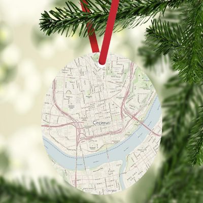 Wood MDF Ornament  Cincinnati, Ohio Map Image 1