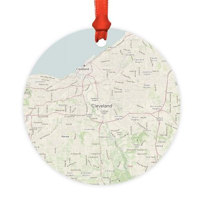 Wood MDF Ornament Cleveland Ohio Map Image 1