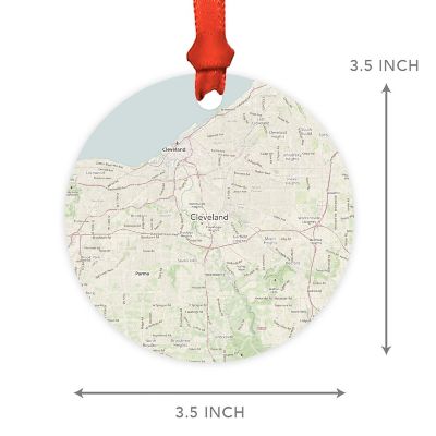 Wood MDF Ornament Cleveland Ohio Map Image 1
