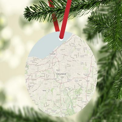 Wood MDF Ornament Cleveland Ohio Map Image 2