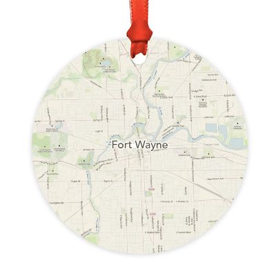 Wood MDF Ornament Fort Wayne Indiana Map Image 1