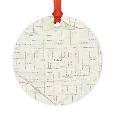 Wood MDF Ornament  Hialeah, Florida Map Image 1